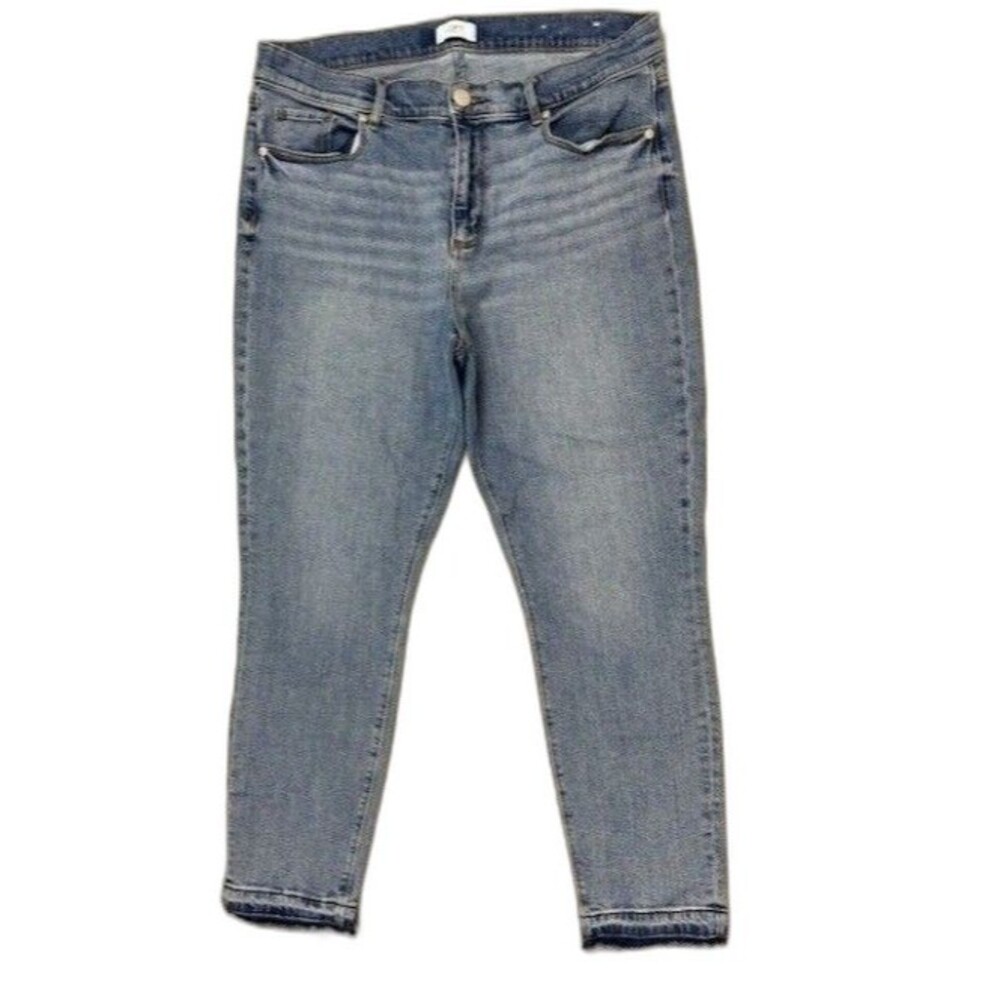 Loft Size 12 Womens Jeans Skinny Ankle Raw Hem Stretch High Rise Light Wash